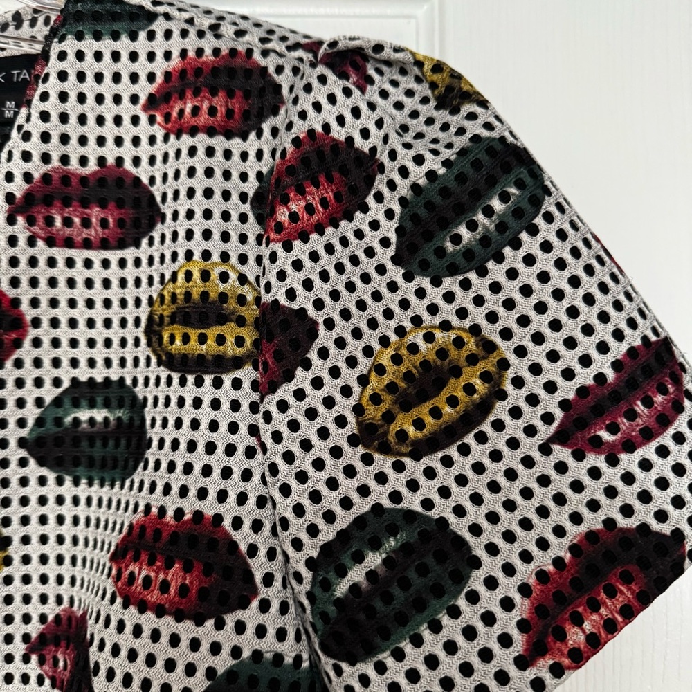 Pink Tartan Digital Lip Print Top S-M - Picture 3 of 9